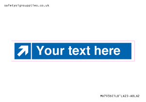 Custom Mandatory directional sign, blue arrow up and right